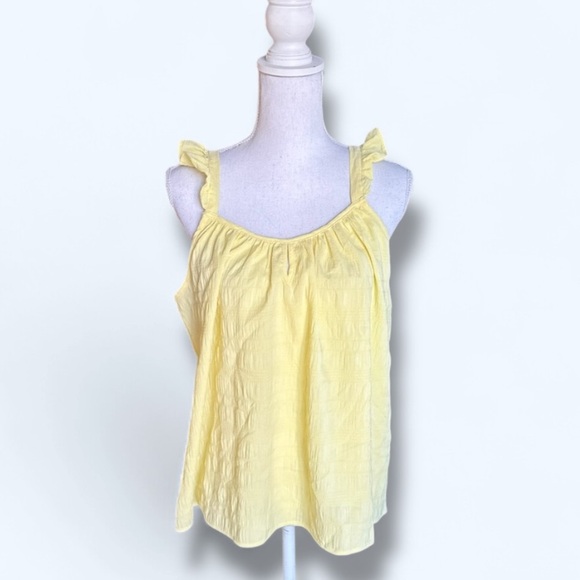 Women's Blouse Top Bright Yellow Ruffle Straps Sleeveless Size XXL - Picture 1 of 6